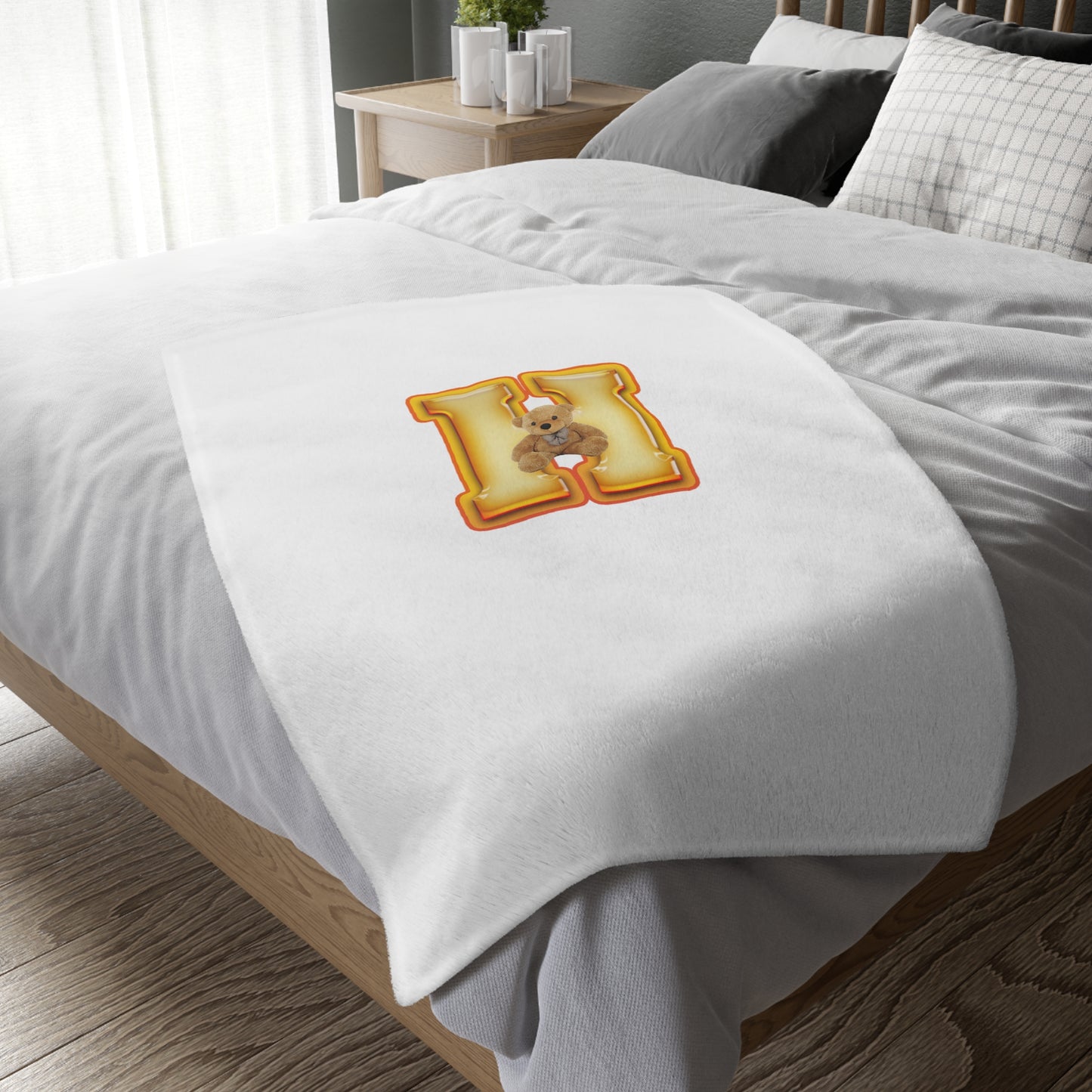 "Havenly Comfort Luxe Velveteen Minky Blanket for the Letter H Alphabet - Snuggle in Style!"