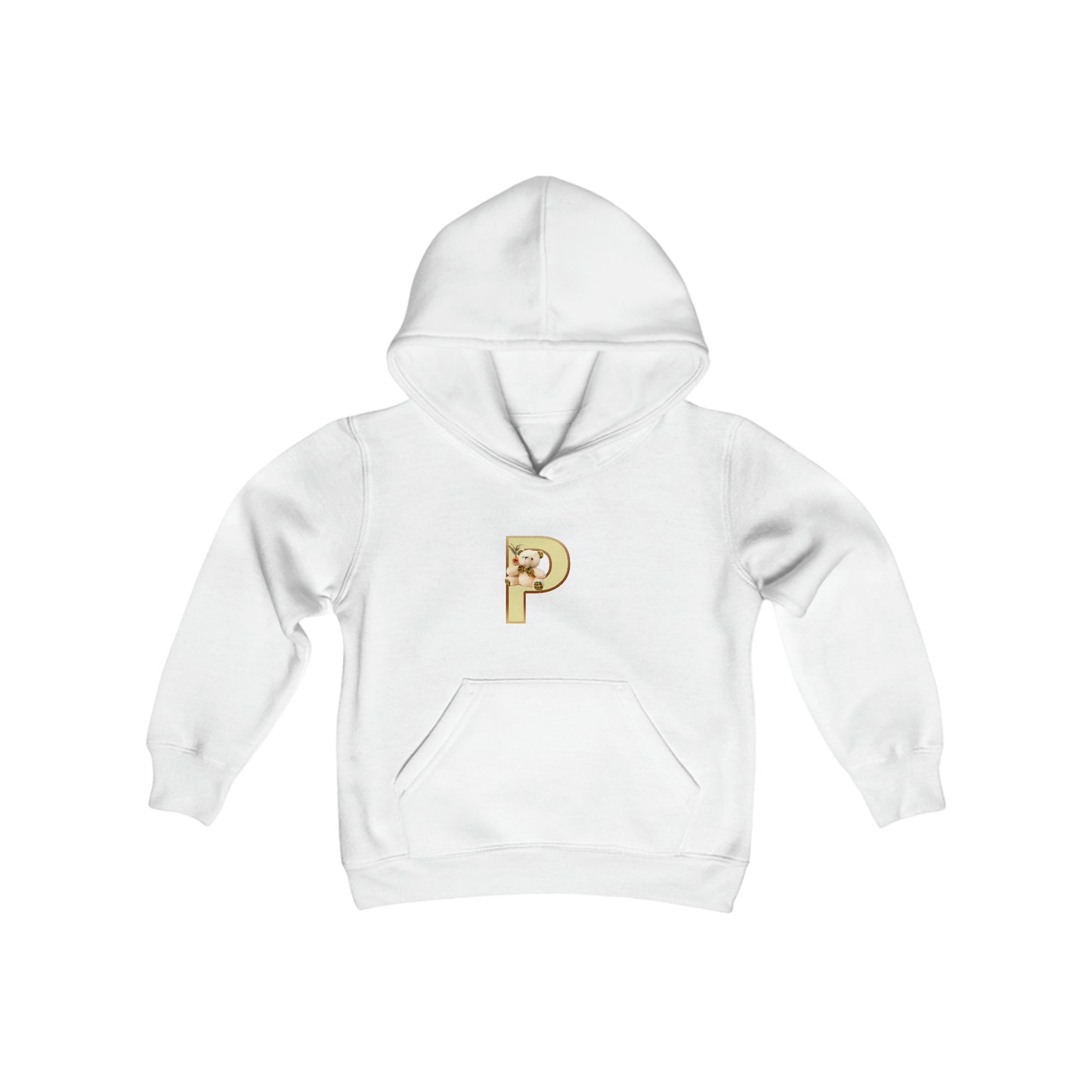 Youth Heavy Blend Hooded Sweatshirt Featuring the Letter P – Elevate Your Wardrobe with Trendsetting Apparel for the Young and Vibrant!"