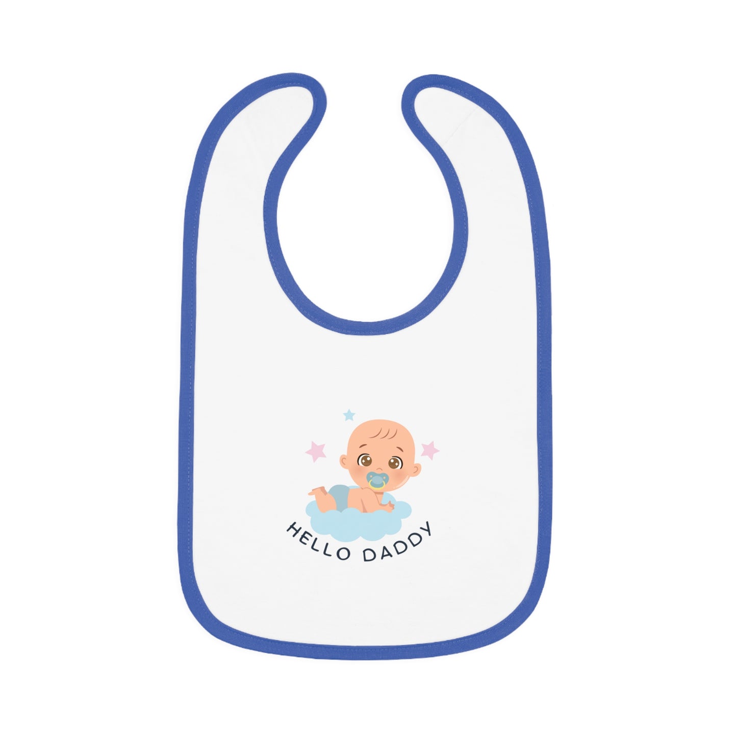 Adorable Baby & Kid Apparel Featuring the Playful 'Hello Daddy' Contrast Trim Jersey Bib – Perfect for Cherished Moments and Smiles Galore!"