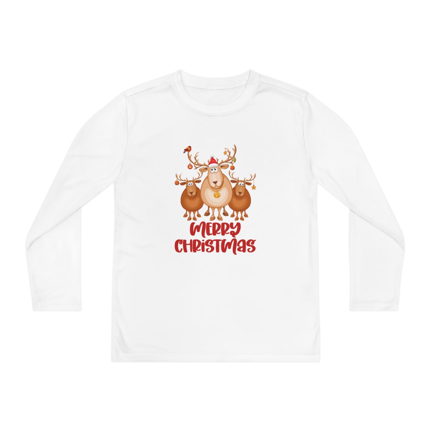 Merry Christmas Extravaganza with Our Sleek Animal Trio Youth Long Sleeve Competitor Tee Collection – A Festive Fusion of Comfort, Cheer, and Trendy Holiday Spirit!"